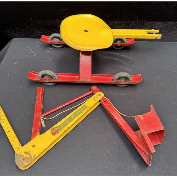 Rare Vintage Buddy L Junior Excavator Pressed Steel Digging Arm & Seat Kids Toys - Picture 1 of 12